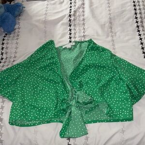 HYFVE Green and White Polka Dot Blouse